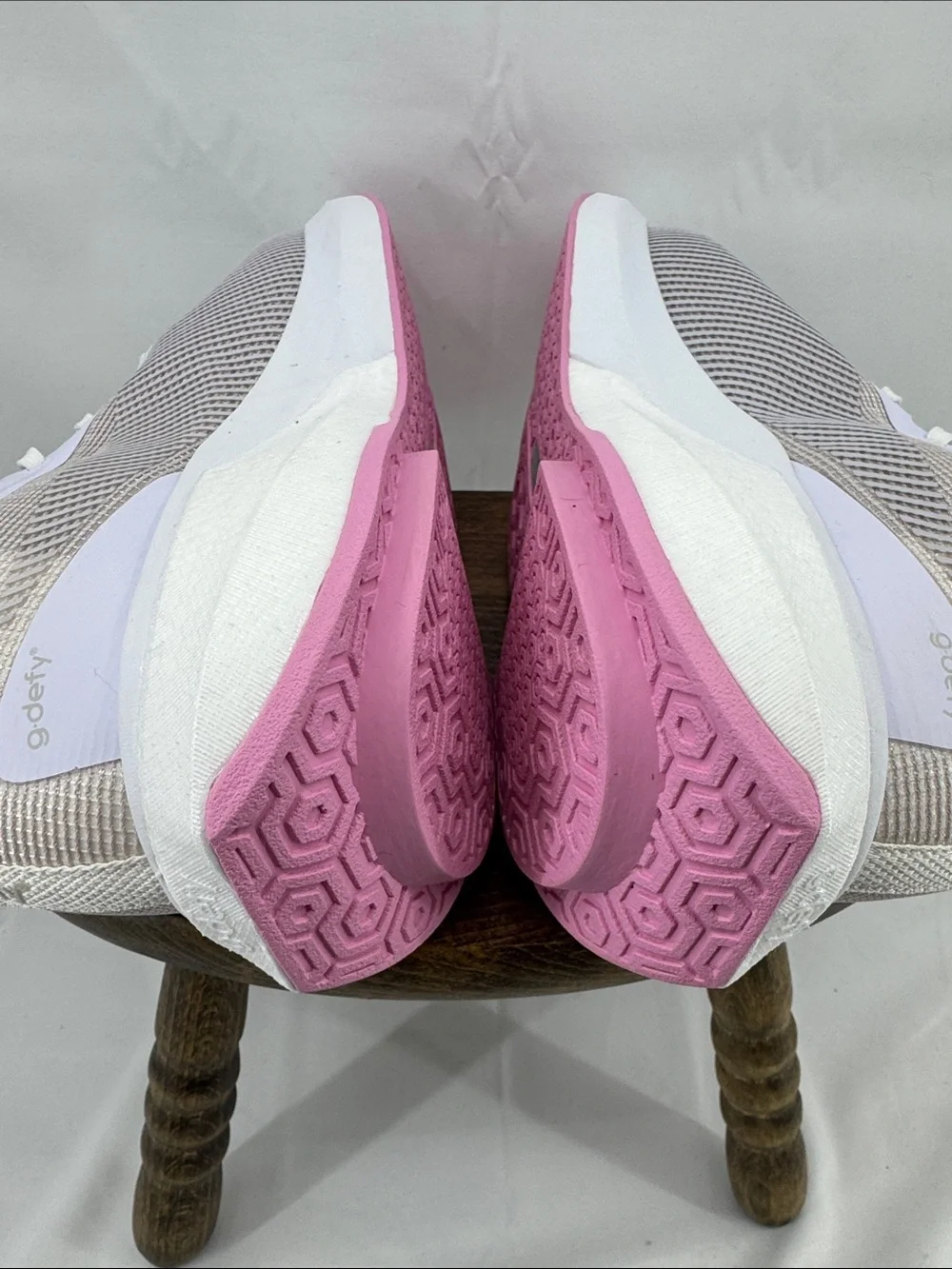 G-defy Womens AstroRun Comfort Shoes w/ Fulton Running Insoles, White w/ Pink, 9